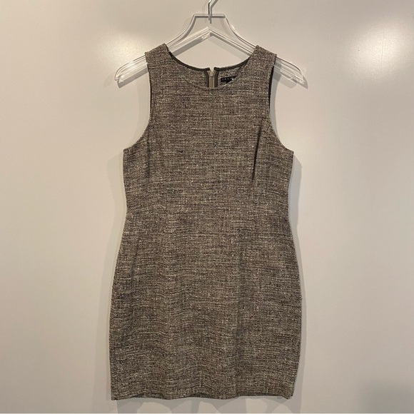 Theory Womens Size 10 Tweed Sheath Gray Black Sleeveless Dress Career - Picture 1 of 3